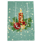 Kerstkaars en sneeuwvlokken medium cadeauzakje (Achterkant)