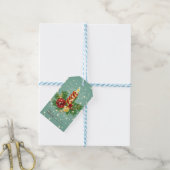 Kerstkaars en sneeuwvlokken Sjabloon Cadeaulabel (Met Touw)