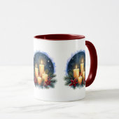 Kerstkaars gloed met poinsettia's mok (Voorkant rechts)