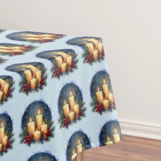 Kerstkaars gloed met poinsettia's tafelkleed (Voorbeeld)