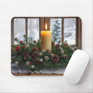 Kerstkaars in een dennenboom middenstuk muismat