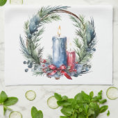 Kerstkaars in kranskunst theedoek (Gevouwen)