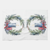 Kerstkaars in kranskunst theedoek (Horizontaal)