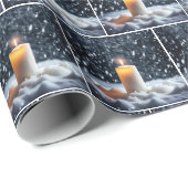 Kerstkaars in sneeuw cadeaupapier (Rol Hoek)
