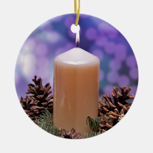 kerstkaars keramisch ornament (Voorkant)