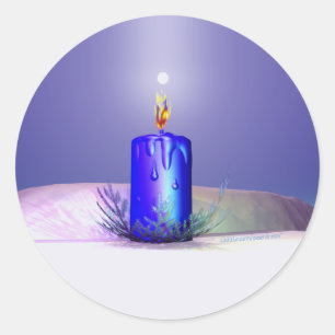 Kerstkaars Night Blue Ronde Sticker