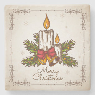   kerstkaars stenen onderzetter