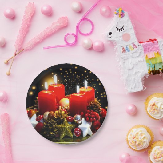 kerstkaarsdeklaag papieren bordje (Feest)