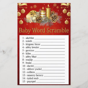 kerstkaarsen Baby word scramble game