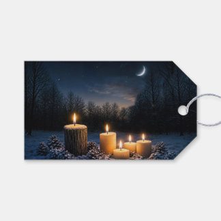 Kerstkaarsen en Maan Geschenk Cadeaulabel