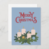 Kerstkaarsen feestdagenkaart (Voorkant / Achterkant)