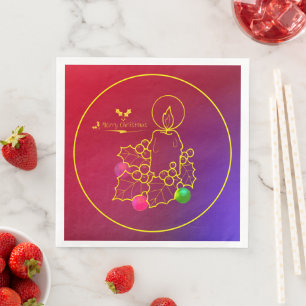 Kerstkaarsen Holly Line Draaien Rood en Blauw Servet