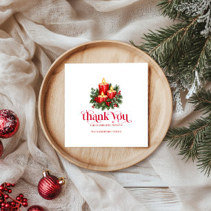Kerstkaarsen & Hulst Decoratie Feest Servet
