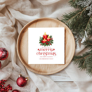 Kerstkaarsen & Hulst Decoratie Feest Servet
