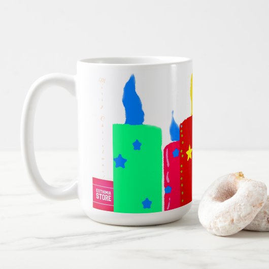 kerstkaarsen koffiemok (Met donut)
