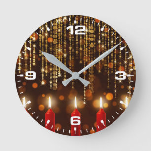 Kerstkaarsen Met Bokeh Lichtaccenten-25983 Ronde Klok