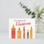 kerstkaarsen met vijf lampjes, uitgesneden op papi briefkaart (Staand voorkant)