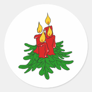 kerstkaarsen ronde sticker
