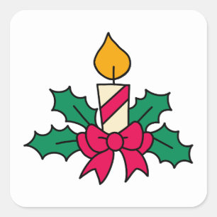 kerstkaarsen vierkante sticker