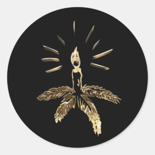 Kerstkaarsenhouder zwart goud elegant ronde sticker