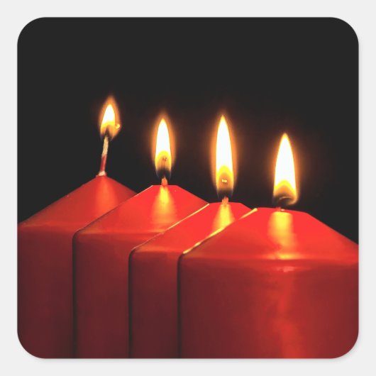 kerstkaarsje Advent Wreath Vierkante Sticker (Voorkant)