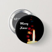 Kerstkaarsje tegen sterren Button Name Tag (Voorkant /achterkant)