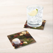 kerstkaarsjes vierkante kartonnen onderzetter (Insitu)