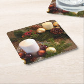 kerstkaarsjes vierkante kartonnen onderzetter (Schuin)