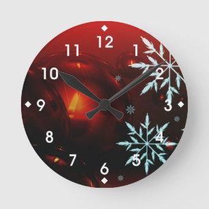 Kerstkaarslicht en sneeuwvlokken ronde klok