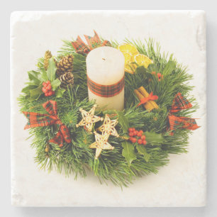 kerstkaarsring stenen onderzetter
