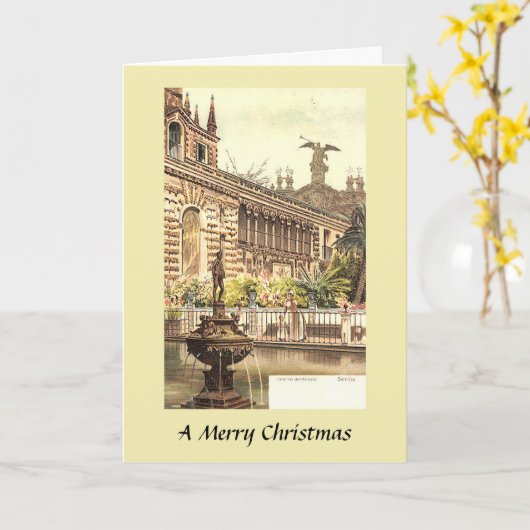 Kerstkaart - Alcazar, Sevilla, Spanje Kaart (Gele Bloem)