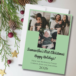 Kerstkaart baby eerste kerst 3 foto naam