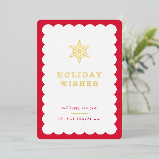 KERSTKAART BEDRIJF logo sneeuwvlok rood Folie Feestdagenkaart