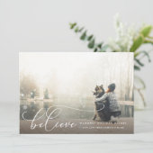 Kerstkaart Believe Photo (Staand voorkant)