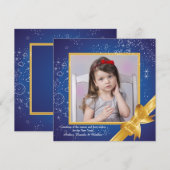 Kerstkaart blauw en goud foto kaart (Voorkant / Achterkant)