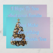 Kerstkaart blauw en roze (Voorkant / Achterkant)