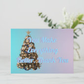 Kerstkaart blauw en roze (Staand voorkant)