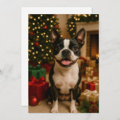 Kerstkaart Boston Terrier Kaart (Voorkant / Achterkant)