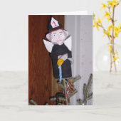 "Kerstkaart Brandweerman op boomtop" Kaart (Gele Bloem)
