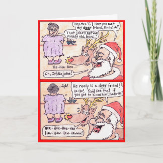 Kerstkaart - Cartoon, de "Vriend van Herten " Feestdagen Kaart