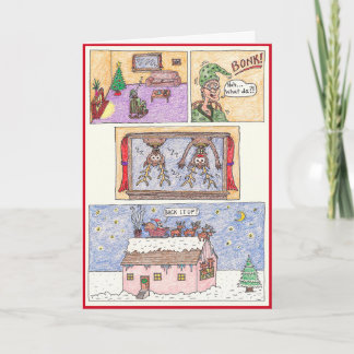 Kerstkaart - Cartoon, "over de Bovenkant " Feestdagen Kaart