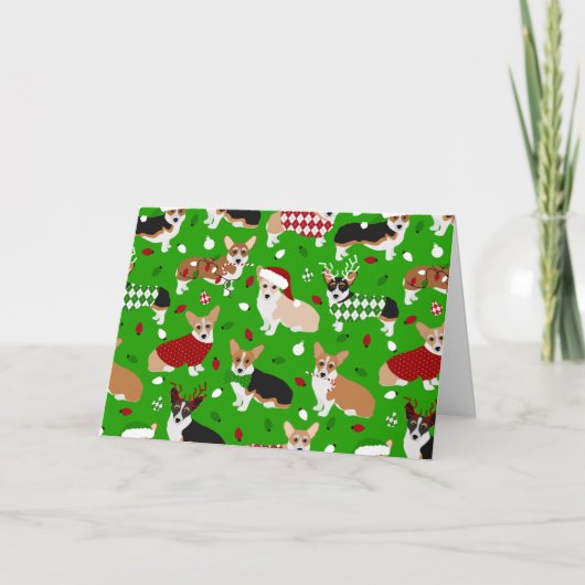 kerstkaart Corgi Dogs Kaart (Voorkant)