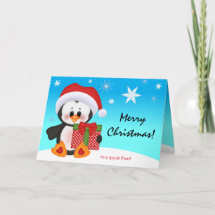 kerstkaart Cute Funny Penguin Gift Feestdagen Kaart