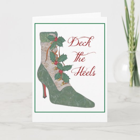Kerstkaart. Dek de Hielen. De Laars van de hulst Feestdagen Kaart (Voorkant)