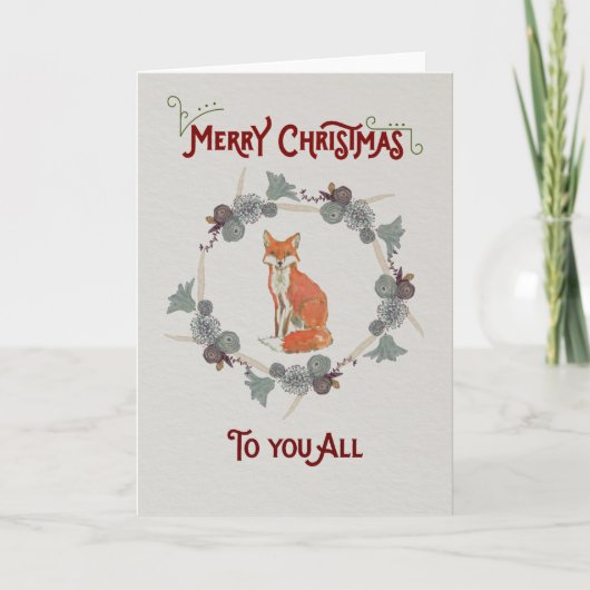 Kerstkaart die een vos kenmerken feestdagen kaart (Voorkant)