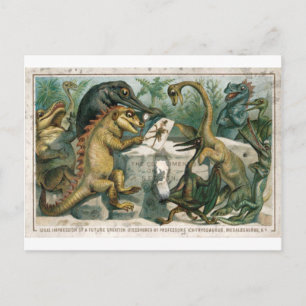 Kerstkaart dinosaurussen bestuderen oude mensen briefkaart