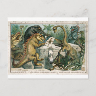 Kerstkaart dinosaurussen bestuderen oude mensen briefkaart