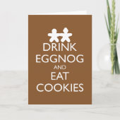 KERSTKAART DRINK EGGNOG EN EET COOKIES FEESTDAGEN KAART (Voorkant)