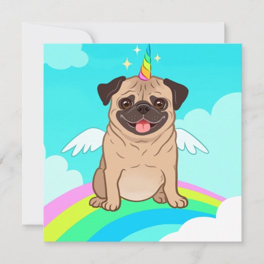 Kerstkaart Eenhoorn Pug (Voorkant)