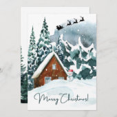 Kerstkaart - elegant, sneeuw, huis (Voorkant / Achterkant)